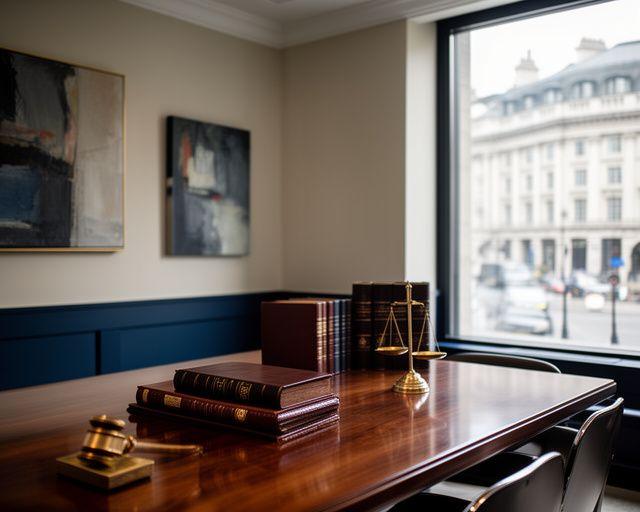 Professional legal office setting in London
