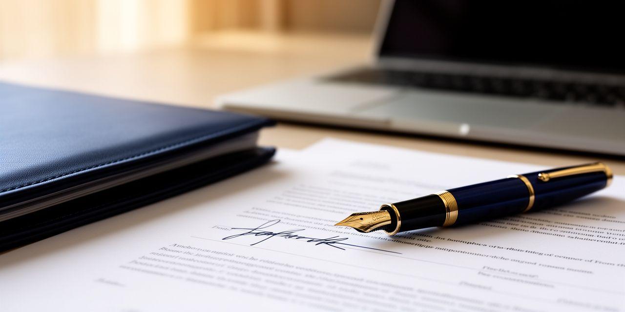A professional legal setting with a focus on modern business contracts and high-end stationery
